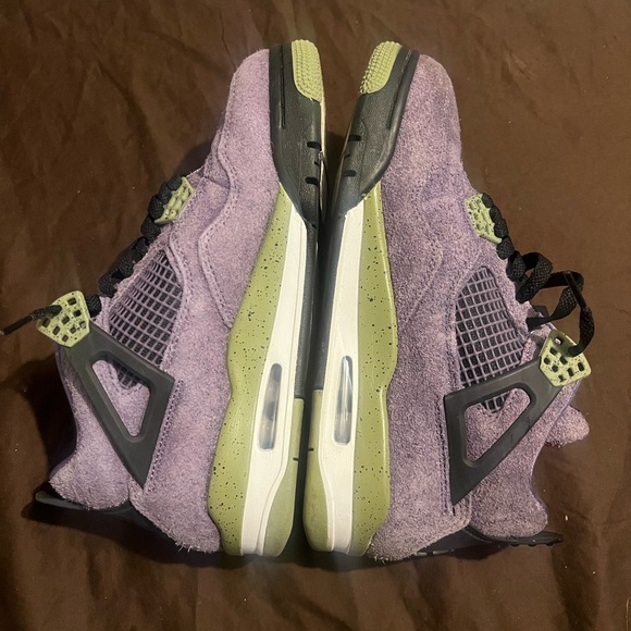 Purple and Green Sneakers with Mesh and Suede Design Retro 4 Canyon Purple